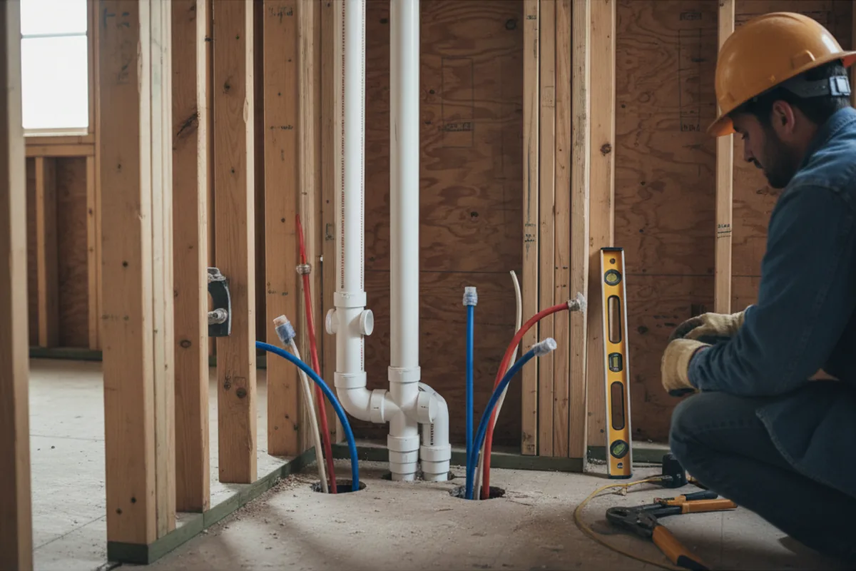 Drain and supply rough-in during Leak Detection in Fayetteville